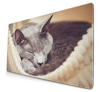 HUAYEXI Tappetino Mouse,Gatto Blu Russo sonnolento a casa，Mouse Gaming Grande Pad con Base in Gomma Antiscivolo