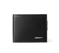 Huayuehong Portafoglio Uomo Portafoglio Slim Portamonete Antifurto Rfid, Portacarte In Pelle, Una Tasca Portamonete, 2 Slot Per Banconote, 2 Slot Per Sim Card E 10 Slot Per Carte,Nero