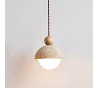 HUAYUSEDF Lampada a sospensione in travertino - a con paralume in vetro lattimo for camera da letto, soggiorno e ristorante (Beige a)(Beige B)