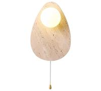 HUAYUSEDF Lampada da parete for interni in stile industriale, travertino giallo naturale con interruttore a cerniera, lampada paralume in vetro sferico, lampade