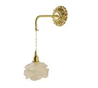 HUAYUSEDF Vintage Brass Wall Sconce with Adjustable Hanging Wire, Flower Glass Light Indoor Decor Lamp for Bedrooms, Living Rooms, Corridors, and Cafes