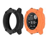 HUAYUWA Confezione da 2 cover in morbido TPU (nero+arancione) compatibile con Garmin Instinct 2X Solar Smartwatch Custodia protettiva da 50 mm destinata per Instinct 2 X Solar Watch Shell accessori