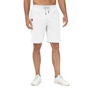 Huayuzh Pantaloni corti da uomo estivi cargo chino cotone elasticizzato per il tempo libero elastico in vita con tasche, bianco, L