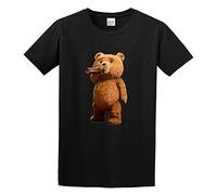 huazheng Man's Round Neck Lovely Ted Bear Drink Beer Sports T-Shirt Black XL