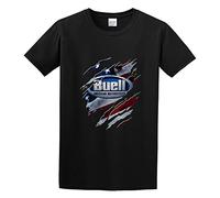 huazheng Man's Round Neck Ripped Buell Logo Fancy Motorcycles Casual Cotton Sports T-Shirt Black L