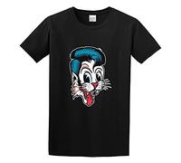 huazheng Man's Round Neck Stray Cat Logo Setzer Rockabilly Retro Sports T-Shirt Black XL
