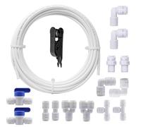 HUAZIZ 10 M Tubi di Osmosi Inversa+14 Pezzi Raccordo Filtro Acqua ad Osmosi Inversa per Connessione Rapida 1/4 di Pollice, Tubo per Frigorifero(Y + T + I + L Tipo Combo + Valvola di Intercettazione)