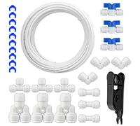HUAZIZ 10 Meter Raccordo Filtro Acqua ad Osmosi Inversa per Connessione Rapida 1/4 di Pollice, Tubo per Frigorifero,10 M Tubi di Osmosi Inversa (Y + T + I + L Tipo Combo + Valvola di Intercettazione)