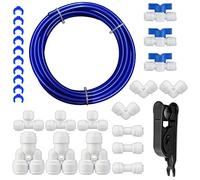 HUAZIZ 10 Meter Raccordo Filtro Acqua ad Osmosi Inversa per Connessione Rapida 1/4 di Pollice, Tubo per Frigorifero,10 M blu (Y+T+I+L Tipo Combo + Valvola di Intercettazione)