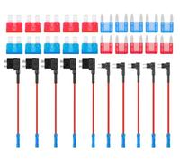 HUAZIZ 10 Pezzi Portafusibili a Lama Kit, Add-a-Circuit Fusibili Tap Standard/Mini, Rubacorrente di Auto,Add A Circuito Fuses Tap Fuse Adapter con Fusibili Lamellari 10A 15A