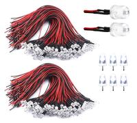 HUAZIZ 100 Pezzi Luce a Diodi LED 12V, 5mm Diodo ad Emissione Luminosa LED Bianca per Trasformazione e Illuminazione di Circuiti Automobilistici, Modellazione di Prototipi