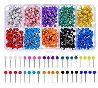 HUAZIZ 1000 Pezzi Spilli da Sarta con Teste Rotonde con Teste Rotonde in Plastica e Punte ad Ago in Acciaio, Spilli Dritti Tonda, Spille a Pressione per Mappe Colorate