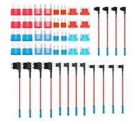 HUAZIZ 16 Pezzi Portafusibili a Lama Kit, Add-a-Circuit Fusibili Tap Standard/Mini/Micro2/Low-Profile Mini, Rubacorrente di Auto,Add A Circuito Fuses Tap Fuse Adapter con Fusibili Lamellari 10A 15A