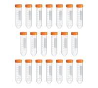 HUAZIZ 20 Pezzi Affusolato Provette in Plastica per Provette da Centrifuga, Provette Graduate da 50ml con Tappi a Vite per Esperimenti di Chimica di Laboratorio (Arancione)