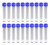 HUAZIZ 20 Pezzi Plastica Centrifuga Tubi, 10Ml Laboratorio Provette con Tappo a Vite Tappo Blu, Polipropilene Graduato Tubo, Contenitore Scatola per Perline Campione Prova Lab