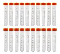 HUAZIZ 20 Pezzi Provette in Plastica per Provette da Centrifuga, Provette Graduate da 10ml con Tappi a Vite per Esperimenti di Chimica di Laboratorio (Arancione) Fondo Arrotondato