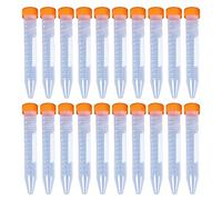 HUAZIZ 20 Pezzi Provette in Plastica per Provette da Centrifuga, Provette Graduate da 15ml con Tappi a Vite per Esperimenti di Chimica di Laboratorio (Arancione) Fondo Affusolato