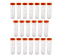 HUAZIZ 20 Pezzi Provette in Plastica per Provette da Centrifuga, Provette Graduate da 50ml con Tappi a Vite per Esperimenti di Chimica di Laboratorio (Arancione) Fondo Arrotondato
