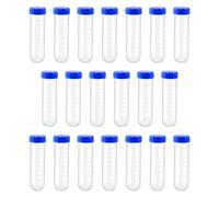 HUAZIZ 20 Pezzi Provette in Plastica per Provette da Centrifuga, Provette Graduate da 50ml con Tappi a Vite per Esperimenti di Chimica di Laboratorio (Blu) Fondo Arrotondato