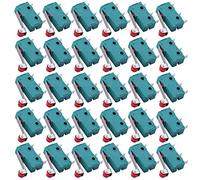 HUAZIZ 30 Pezzi Mini Interruttore a Levetta SPDT Finecorsa Con Rullo Rosso Micro 3 Pin 250 V 5A 1NO 1NC, Verde