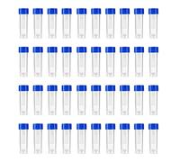 HUAZIZ 40 Pezzi 5 Ml Provette Graduate da aboratorio Provette in Plastica Trasparente con Tappo blu e Contrassegni Graduati