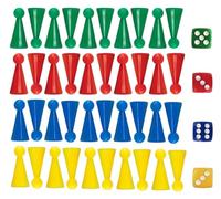 HUAZIZ 40 Pezzi Coni di Calco in 4 Colori, Base Ø 13 mm, Altezza 25 mm + 4 Pezzi Dadi da Gioco 12mm, 4 Colori