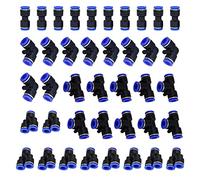 HUAZIZ 40 pezzi Connettore Raccordi Rapidi da Pneumatico Attacchi Rapidi Aria Compressa Aria Spingere In per Collegare Tubo Raccordo in Plastica 6mm Include 4 Tipi di Connettore da Pneumatico