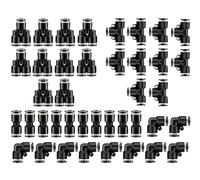 HUAZIZ 40 pezzi Pneumatic Push to Connect Raccordi pneumatici, kit 10 pezzi spliter + 10 gomiti+10 pezzi di tè + 10 pezzi dritti (1/4 pollici Od)