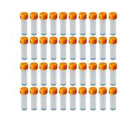 HUAZIZ 40 Pezzi Provette Graduate da 5 ml Laboratorio Provette in Plastica Trasparente 5ML con Tappo Arancione e Contrassegni Graduati