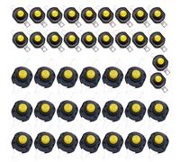 HUAZIZ 40Pcs Interruttore a Pulsante Rotondo Autobloccante DC 12V 0.5A Mini Interruttore On/Off a Chiusura a 2 Pin, Giallo