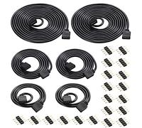 HUAZIZ 6 Pcs Cavo di Prolunga Striscia LED RGB Prolunga Nastro LED Cavo Estensione Banda LED 4 Pin LED Strip Extension Cable Estensore Connettore per RGB 5050 3528 2835 LED Strip, Nero(0,5m/1m/2m)
