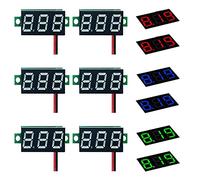 HUAZIZ 6 Pezzi 0.36 Pollici Mini Voltmetro Digital, LED Display Pannello Voltmetro, 2,4V-30V DC Due Fili, Protezione inversione di polarità e misurazione accurata della Pressione(blu/rosso/verde)