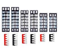 HUAZIZ 6 Pezzi Barriera Terminale a Vite da 600V 15A Morsettiera a Doppia Fila 4/5/6 Position + 6 Pezzi Stripes Terminal Rossa e Nera