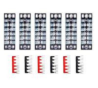 HUAZIZ 6 Pezzi Barriera Terminale a Vite da 600V 15A Morsettiera a Doppia Fila 6 Position + 6 Pezzi Stripes Terminal Rossa e Nera