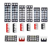 HUAZIZ 8 Pezzi Barriera Terminale a Vite da 600V 15A Morsettiera a Doppia Fila 3/4/5/6 Position + 8 Pezzi Stripes Terminal Rossa e Nera