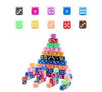 HUAZIZ Set di 100 dadi colorati a 6 facce Dice Game D6 dadi 16 mm per Giochi da Tavolo, Multigioco, Giochi per Set a più Lati Angolo arrotondato
