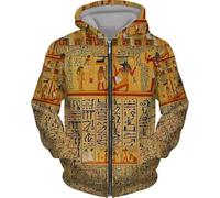 HuazomeeHZM Antico Egitto Occhio di Horus Dio Felpe con Cappuccio e Zip Integrale Stampate in 3D Giacca da Donna e da Uomo Felpa con Cappuccio a Maniche Lunghe con Tasche