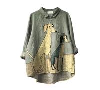 HuazomeeHZM Camicia Oversize a Maniche Lunghe con Bottoni Vintage da Donna Paisley Flower Leopard Dogs Stampato in 3D Boho Vacation Half Cardigan Pullover Camicetta Top