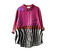HuazomeeHZM Camicia Oversize a Maniche Lunghe con Bottoni Vintage da Donna Paisley Flower Leopard Dogs Stampato in 3D Boho Vacation Half Cardigan Pullover Camicetta Top