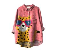 HuazomeeHZM Camicia Oversize a Maniche Lunghe con Bottoni Vintage da Donna Paisley Flower Leopard Dogs Stampato in 3D Boho Vacation Half Cardigan Pullover Camicetta Top