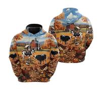 HuazomeeHZM Donne/Uomini Fattoria Bestiame Mucca Stampato 3D Felpe con Cappuccio Sovradimensionato Casual Felpe con Cappuccio Pullover Maglione Tops
