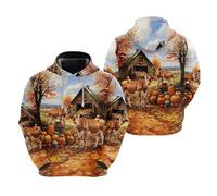 HuazomeeHZM Donne/Uomini Fattoria Bestiame Mucca Stampato 3D Felpe con Cappuccio Sovradimensionato Casual Felpe con Cappuccio Pullover Maglione Tops