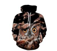 HuazomeeHZM Donne Uomini Fauna Civritto Ritratto Aquila 3D Stampato Felpa con Cappuccio Divertente Manica Lunga Felpe Cordino di Serrazione Tasca Maglione Top