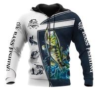 HuazomeeHZM Felpa con Cappuccio Stampata in 3D per Uomo e Donna - Felpa con Zip da Pesca in acque Profonde Autunno Oversize Harajuku Felpa con Cappuccio a Maniche Lunghe