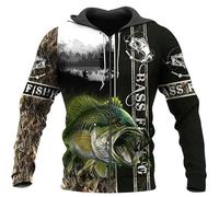 HuazomeeHZM Felpa con Cappuccio Stampata in 3D per Uomo e Donna - Felpa con Zip da Pesca in acque Profonde Autunno Oversize Harajuku Felpa con Cappuccio a Maniche Lunghe