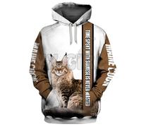 HuazomeeHZM Il Tempo trascorso con Il Bengala Non è mai sprecato Felpa con Cappuccio Stampata in 3D Unisex Pullover Felpe con Cappuccio con Animali Divertenti Abbigliamento Casual Streetwear