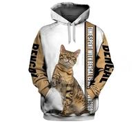 HuazomeeHZM Il Tempo trascorso con Il Bengala Non è mai sprecato Felpa con Cappuccio Stampata in 3D Unisex Pullover Felpe con Cappuccio con Animali Divertenti Abbigliamento Casual Streetwear
