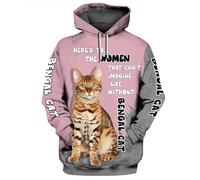 HuazomeeHZM Il Tempo trascorso con Il Bengala Non è mai sprecato Felpa con Cappuccio Stampata in 3D Unisex Pullover Felpe con Cappuccio con Animali Divertenti Abbigliamento Casual Streetwear