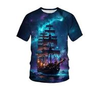 HuazomeeHZM Maglietta da Uomo a Maniche Corte con Stampa Grafica di Una Barca a Vela Realizzata con Stampa 3D in Stile Streetwear Harajuku dal Taglio Ampio Perfetta per L'Estate