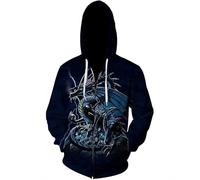 HuazomeeHZM Mitico Drago 3D Stampato Felpa con Cappuccio Donne Uomini Cerniera Felpa novità Goth Pullover Maglione Top